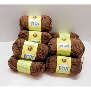 Lion Brand Yarn Fun Brown 1.75 Oz Color 126B Lot of 10